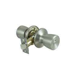 ProSource Privacy Door Knob, 2-3/8 - 2-3/4 In, Adjustable 6-Way Latch Bolt Fasteners, Stainless Steel