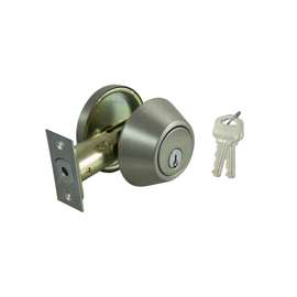 ProSource Single Cylinder Deadbolt, 2-3/8 - 2-3/4 In Backset, 2-3/16 X 1-11/16 In Full-Lip Round Corner Strike