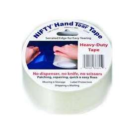 Nifty T3761RTL Heavy-Duty Hand Tear Tape, 55 yd L, 2 in W, 3.2 mil Thick, Acrylic Adhesive, Clear