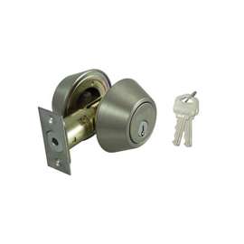 ProSource Double Cylinder Deadbolt, 2-3/8 - 2-3/4 In Backset, 2-3/16 X 1-11/16 In Full-Lip Round Corner Strike
