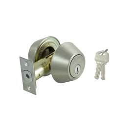 ProSource Single Cylinder Deadbolt, 2-3/8 - 2-3/4 In Backset, 2-3/16 X 1-11/16 In Full-Lip Round Corner Strike