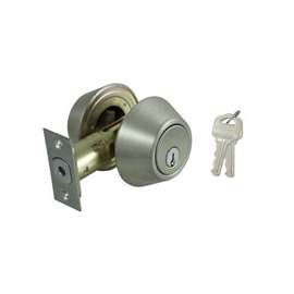 ProSource Double Cylinder Deadbolt, 2-3/8 - 2-3/4 In Backset, 2-3/16 X 1-11/16 In Full-Lip Round Corner Strike