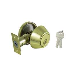 ProSource Single Cylinder Deadbolt, 2-3/8 - 2-3/4 In Backset, 2-3/16 X 1-11/16 In Full-Lip Round Corner Strike