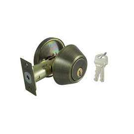 ProSource Single Cylinder Deadbolt, 2-3/8 - 2-3/4 In Backset, 2-3/16 X 1-11/16 In Full-Lip Round Corner Strike