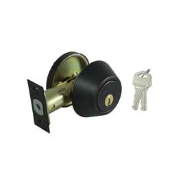 ProSource Single Cylinder Deadbolt, 2-3/8 - 2-3/4 In Backset, 2-3/16 X 1-11/16 In Full-Lip Round Corner Strike