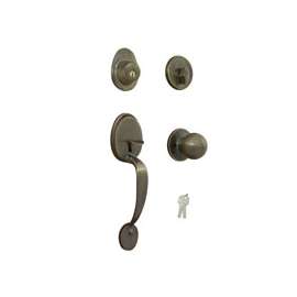 ProSource Handle Set, 2-3/8 - 2-3/4 In Backset, Solid Brass, Antiqued Brass