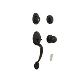 ProSource Handle Set, 2-3/8 - 2-3/4 In Backset, Solid Brass, Aged Bronze