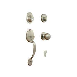 ProSource Handle Set, 2-3/8 - 2-3/4 In Backset, Solid Brass, Satin Nickel (Us15)