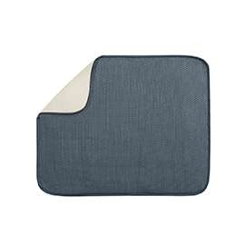 Inter-Design 40132 Large Drying Mat, 18 in L x 16 in W, Polyester/Microfiber Terry, Pewter/Ivory