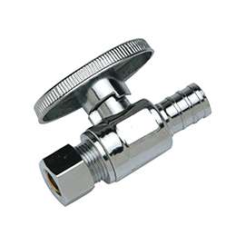 Apollo CPXVS1238C Stop Valve, 1/2 x 3/8 in PEX Barb x Compression, Brass, Chrome