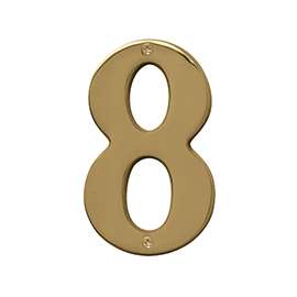 HY-KO Prestige BR-51PB/8 House Number, Character 8, 5 in H Character, Brass Character