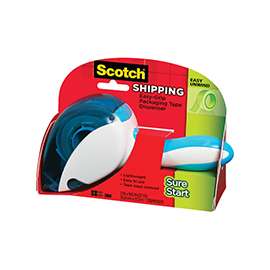 DP-1000 Easy Grip Packaging Tape, 600 in L, 1.88 in W, Hot Melt Adhesive, Blue/White