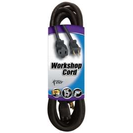 CCI 022108808 Extension Cord, 16 AWG, Black Jacket