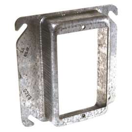RACO 8775 Device Cover, 4 in L, 4 in W, Square, Galvanized Steel, For 1-Device