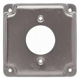 RACO 812C Exposed Work Cover, 4-3/16 in L, 4-3/16 in W, Square, Galvanized Steel, For 20 A Receptacles