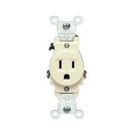 Leviton S01-05015-KIS Single Receptacle, 15 A, Ivory