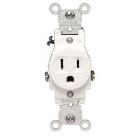 Leviton S02-05015-KWS Single Receptacle, 15 A, White