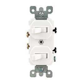 Leviton Decora R62-05224-2WS Duplex Combination Double Switch, 120/277 V, Wall Mounting, Thermoplastic, White