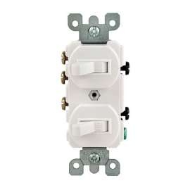 Leviton Traditional R62-05241-0WS Duplex Toggle Switch, 120/277 V, Wall Mounting, Thermoplastic, White
