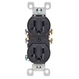 Leviton 232-05320-ECP Duplex Receptacle, 15 A, 2-Pole, 5-15R, Black