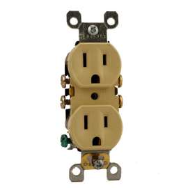 Leviton 252-05320-0SI Duplex Receptacle, 15 A, 2-Pole, 5-15R, Ivory