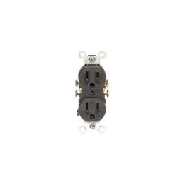 Leviton S00-05320-00S Duplex Receptacle, 15 A, 2-Pole, 5-15R, Brown
