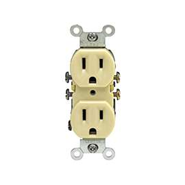 Leviton S01-05320-0IS Duplex Receptacle, 15 A, 2-Pole, 5-15R, Ivory