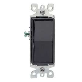 Leviton Decora R65-05603-2ES Rocker Switch with Ground Screw, 120/277 V, Wall Mounting, Thermoplastic, Black