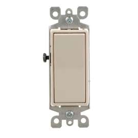 Leviton Decora S16-05611-2TS Rocker Switch with Ground Screw, 120/277 V, Screw Mounting, Thermoplastic, Light Almond