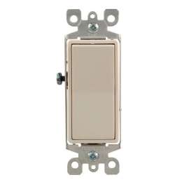 Leviton Decora R76-05613-2TS Rocker Switch with Ground Screw, 120/277 V, Wall Mounting, Thermoplastic, Light Almond