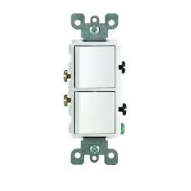 Leviton Decora R62-05634-0WS Combination Switch, 120/277 V, Wall Mounting, Thermoplastic, White