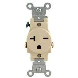 Leviton S01-05801-KIS Single Receptacle, 20 A, Ivory