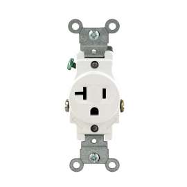Leviton S02-05801-KWS Single Receptacle, 20 A, White