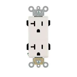 Leviton R62-16352-0WS Duplex Receptacle, 20 A, 2-Pole, 5-20R, White