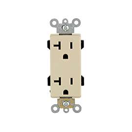 Leviton S01-16352-0IS Duplex Receptacle, 20 A, 2-Pole, 5-20R, Ivory