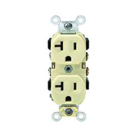 Leviton S01-0BR20-0IS Duplex Receptacle, 20 A, 2-Pole, 5-20R, Ivory