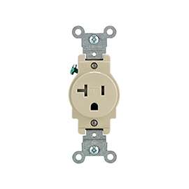 Leviton R51-T5020-0IS Single Receptacle, 20 A, Ivory