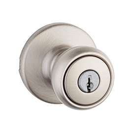 Kwikset 400T-15 CP Keyed Entry Knob, 1-3/8 to 1-3/4 in Thick Door, Steel, Satin Nickel