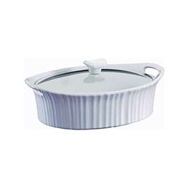 CorningWare 1105935 Casserole Dish with Lid, 2.5 qt Capacity, Stoneware, French White