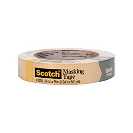 Scotch 2020-24AP9 Contractor Grade Masking Tape, 60 yd L, 0.94 in W, 0.005 in Thick, Strong Adhesive, Beige