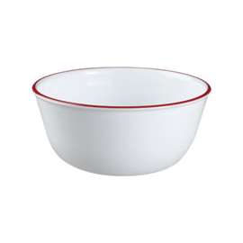 OLFA 1060572 Soup/Cereal Bowl, Vitrelle Glass, Red/White, For Dishwashers and Microwave Ovens