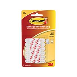 Command 17020 Refill Strip, Paper/Rubber Resin Backing, White