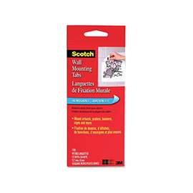 Scotch 7220 Wall Mounting Tab, 1 in L, 3 in W, White