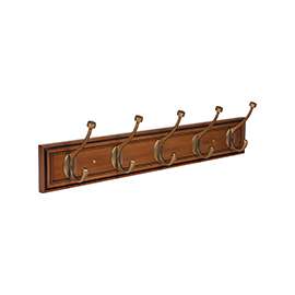 Amerock 2000335 Hook Rack, 5-Hook, Pine/Zinc, Gilded Bronze/Honey Pine