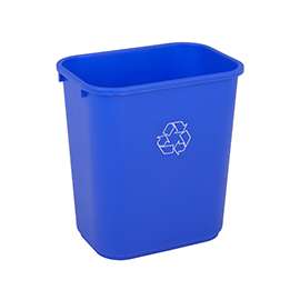 Continental Commercial 2818-1 Recycling Waste Basket, 28.125 qt Capacity, 15 in H, Plastic, Blue