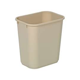Continental Commercial 2818BE Waste Basket, 28.125 qt Capacity, Rectangular, Plastic, Beige