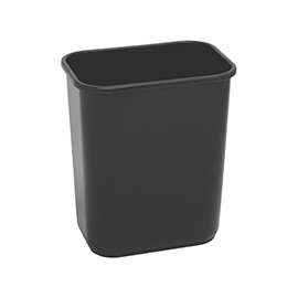 Continental Commercial 2818BK Waste Basket, 28.125 qt Capacity, Rectangular, Plastic, Black