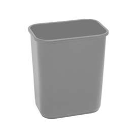 Continental Commercial 2818GY Waste Basket, 28.125 qt Capacity, Rectangular, Plastic, Gray