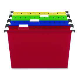 Plastic Hanging File Folders, Letter Size, 1/5-Cut Tabs, Assorted Colors, 20/Box