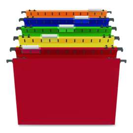 Plastic Hanging File Pockets, 1 Section, Letter Size, 1/5-Cut Tabs, Assorted Colors, 5/Pack